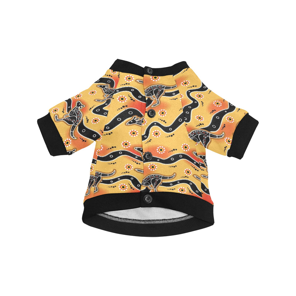 Kangaroo Australian aboriginal art pattern All Over Print Pet Dog Round Neck Fuzzy Shirt