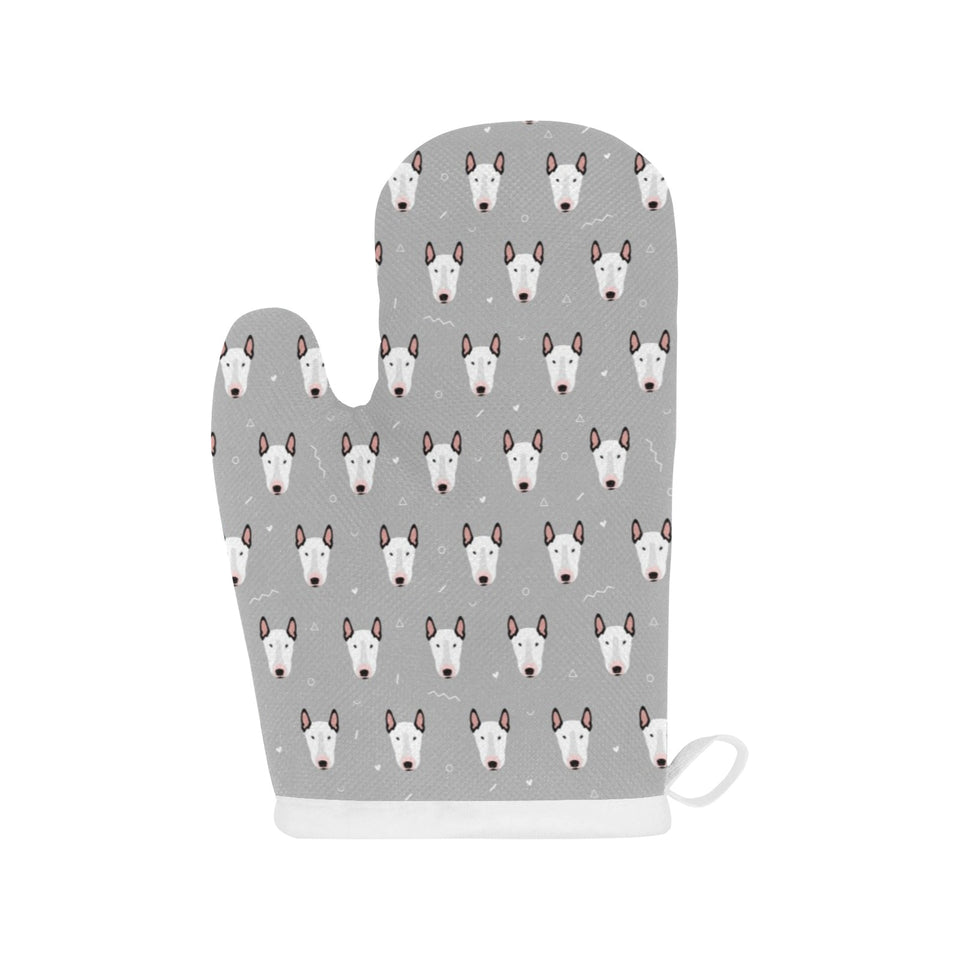 Bull Terrier Pattern Print Design 05 Heat Resistant Oven Mitts