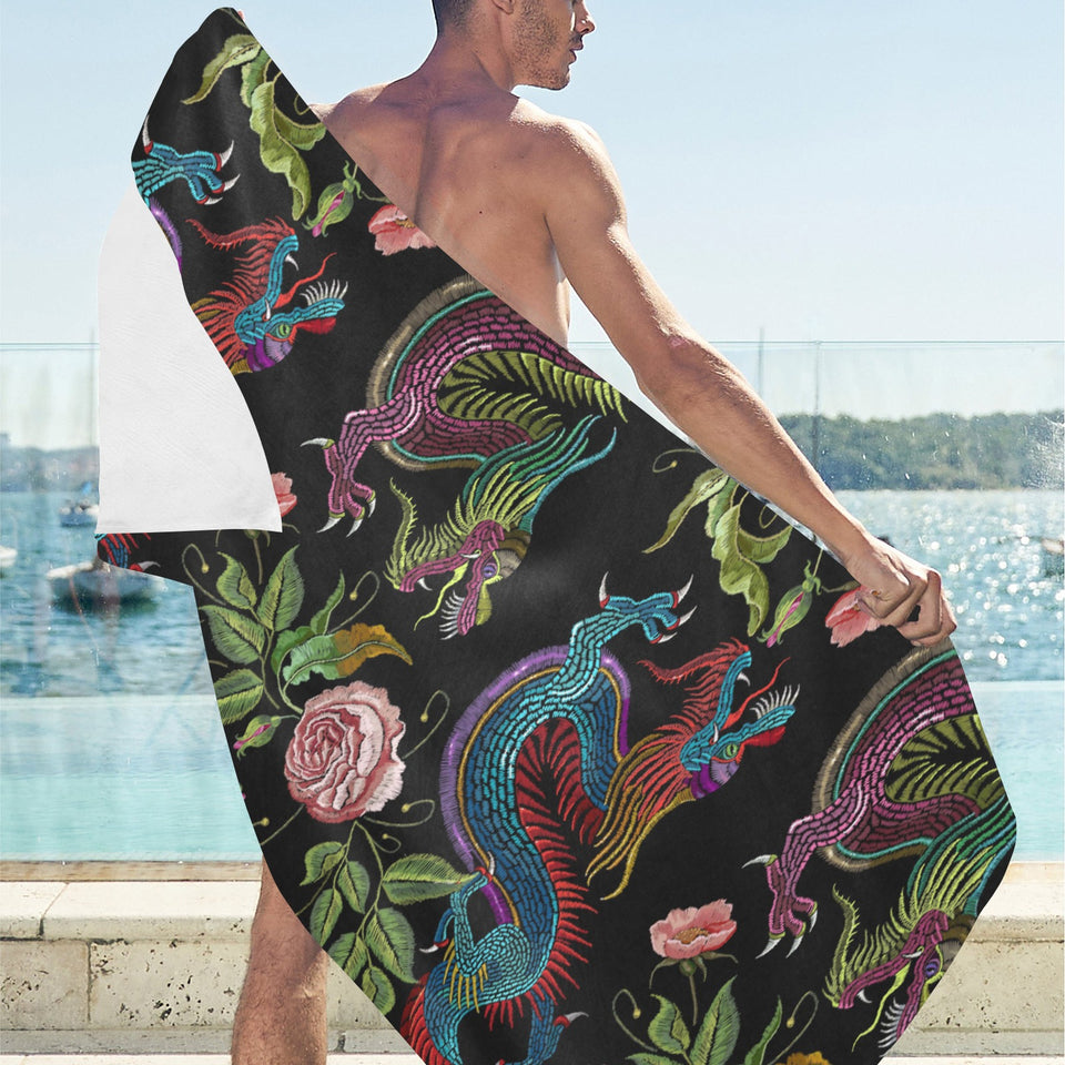 Dragons flower pattern Beach Towel
