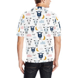 Cute sleeping sheep moon cloud pattern Men's All Over Print Polo Shirt