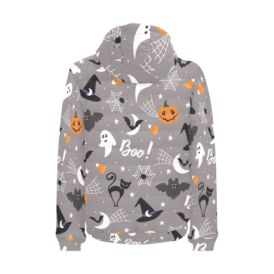 Halloween design pattern Men's Padded Hooded Jacket