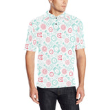 Clock time pattern blackground Men's All Over Print Polo Shirt