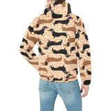 Dachshund floral background Men's Padded Hooded Jacket
