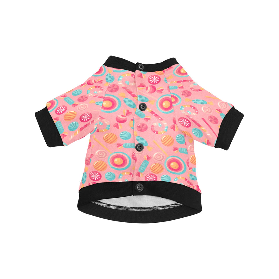 Colorful candy pattern All Over Print Pet Dog Round Neck Fuzzy Shirt