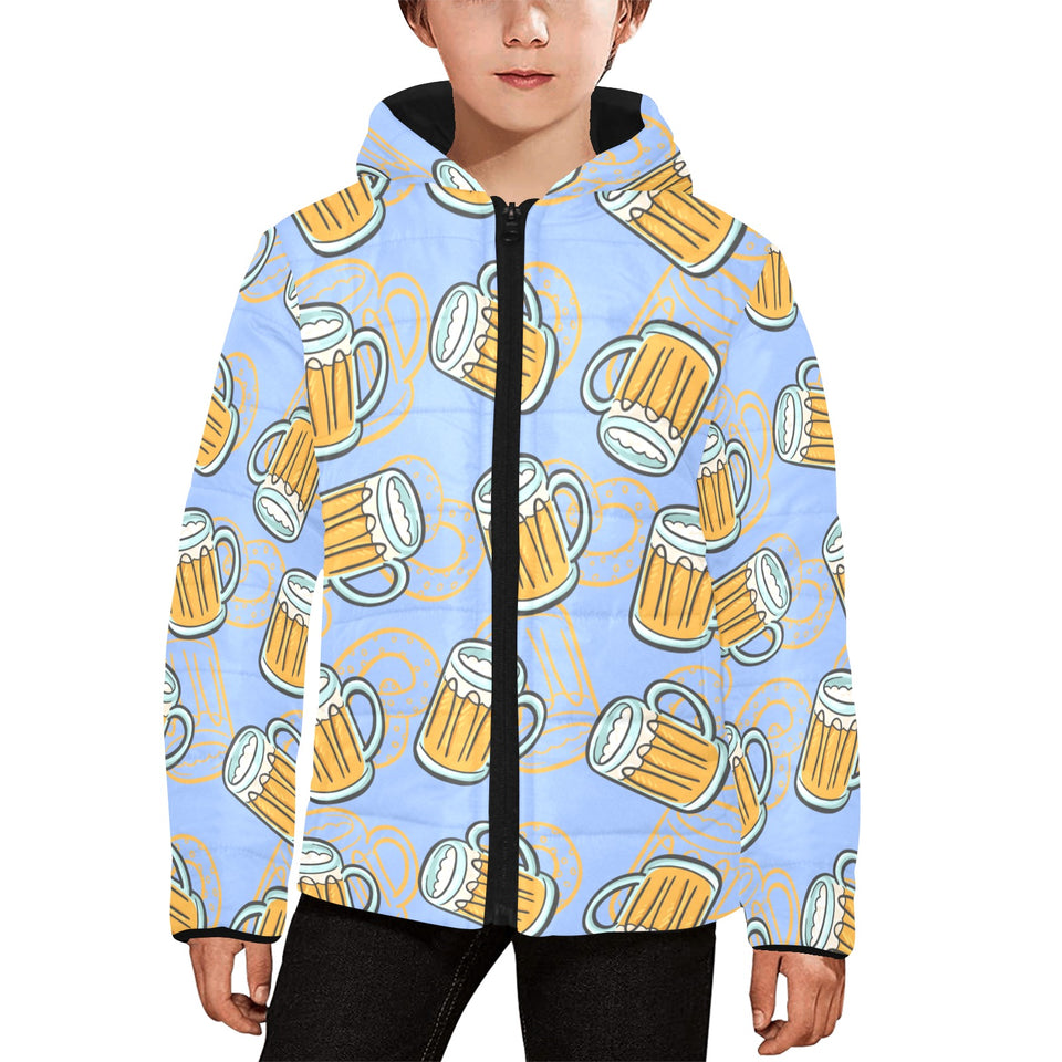 Beer pattern Kids' Boys' Girls' Padded Hooded Jacket