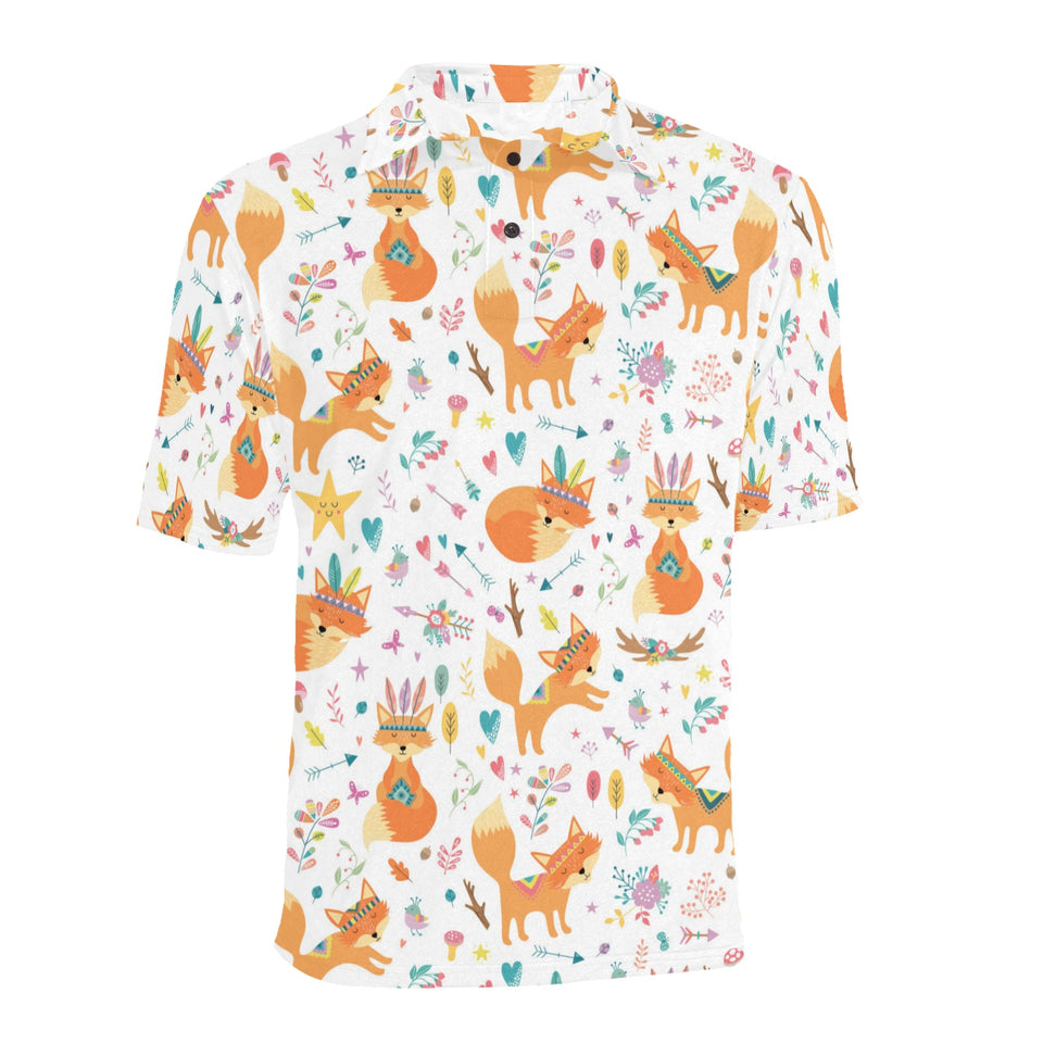 cute tribal fox pattern Men's All Over Print Polo Shirt