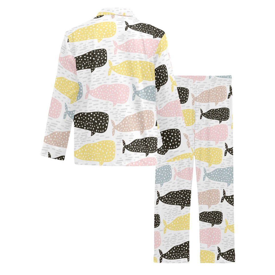 Whale dot pattern Men's Long Pajama Set