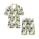 Canabis Marijuana Weed Pattern Print Design 05 Men's V-Neck Short Pajama Set