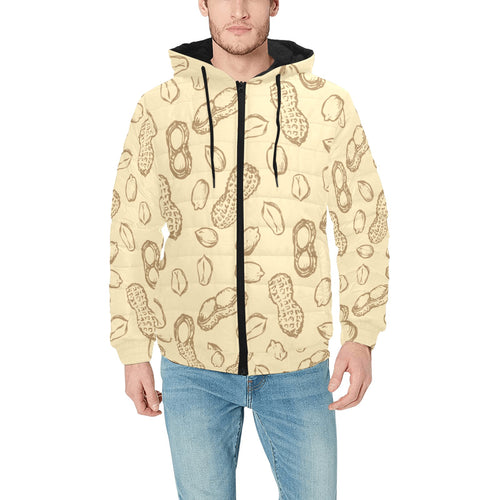 hand drawn peanuts pattern Men's Padded Hooded Jacket