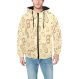 hand drawn peanuts pattern Men's Padded Hooded Jacket
