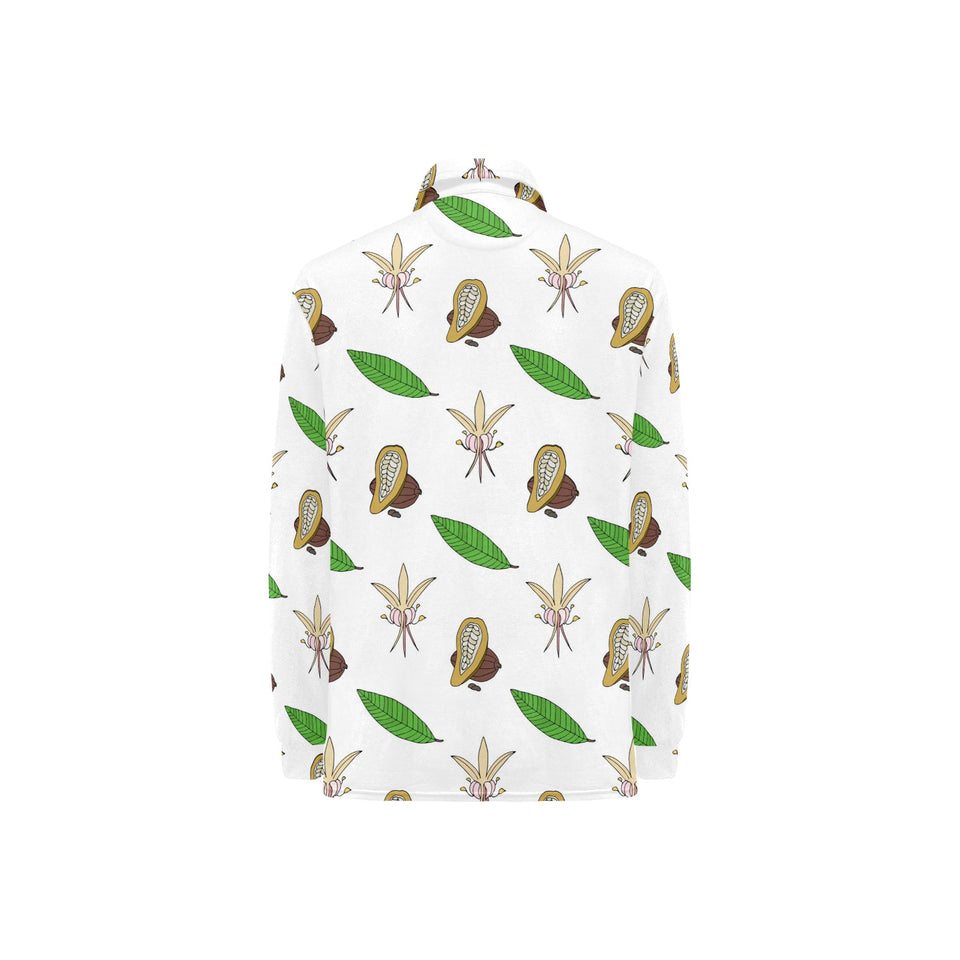 Color hand drawn cacao pattern Women's Long Sleeve Polo Shirt