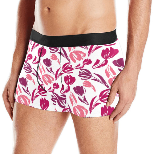 pink sketch tulip pattern Men's All Over Print Boxer Briefs Men's Underwear