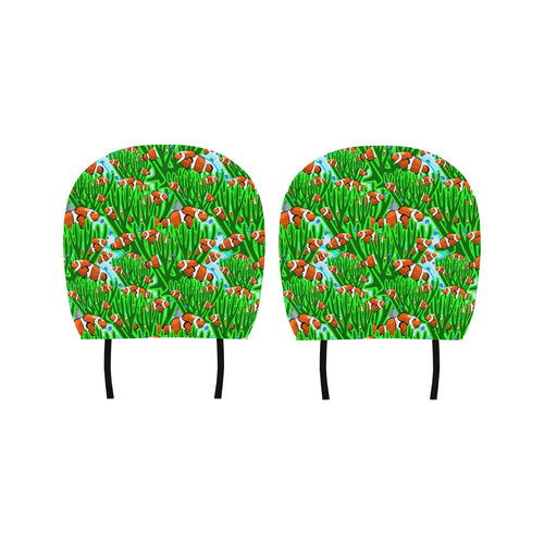 Clown Fish Pattern Print Design 01 Car Headrest Cover