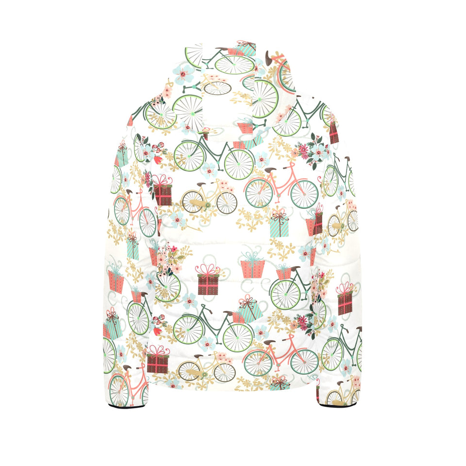 Bicycle Pattern Print Design 05 Kids' Boys' Girls' Padded Hooded Jacket