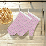 Lavender pattern pink background Heat Resistant Oven Mitts