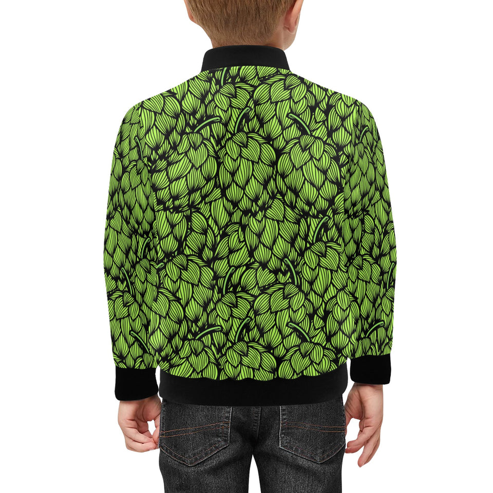 Green hop pattern Kids' Boys' Girls' Bomber Jacket