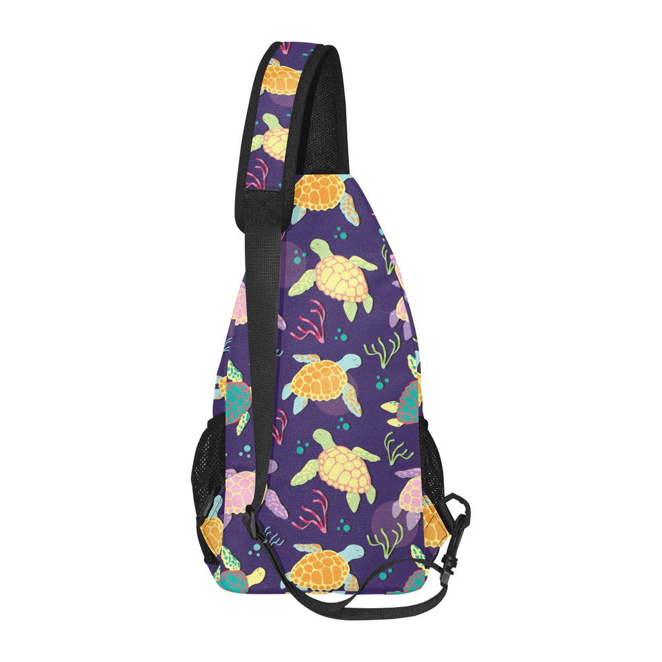 Colorful sea turtle pattern All Over Print Chest Bag