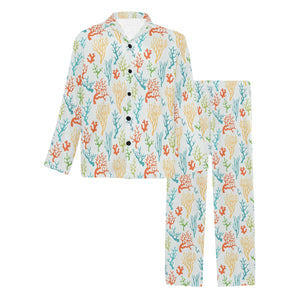 Coral Reef Pattern Print Design 02 Men's Long Pajama Set