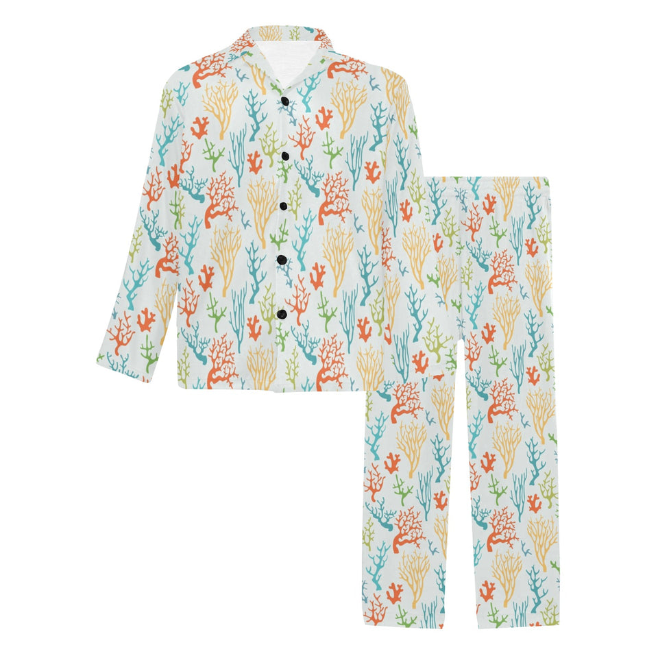 Coral Reef Pattern Print Design 02 Men's Long Pajama Set