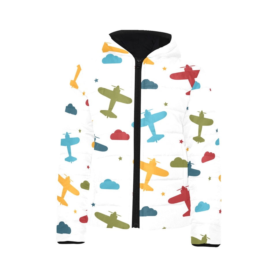 Airplane star cloud colorful Kids' Boys' Girls' Padded Hooded Jacket