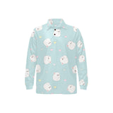 White cute hamsters heart pattern Men's Long Sleeve Polo Shirt