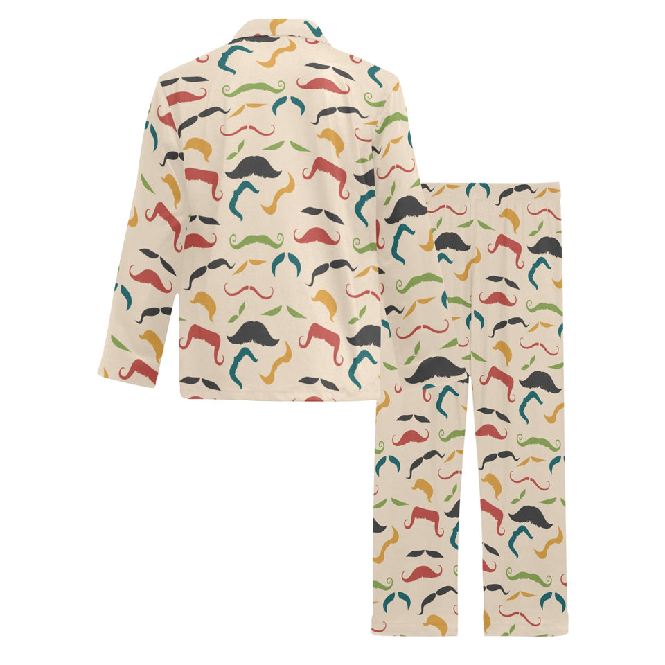 Mustache Beard Pattern Print Design 03 Men's Long Pajama Set