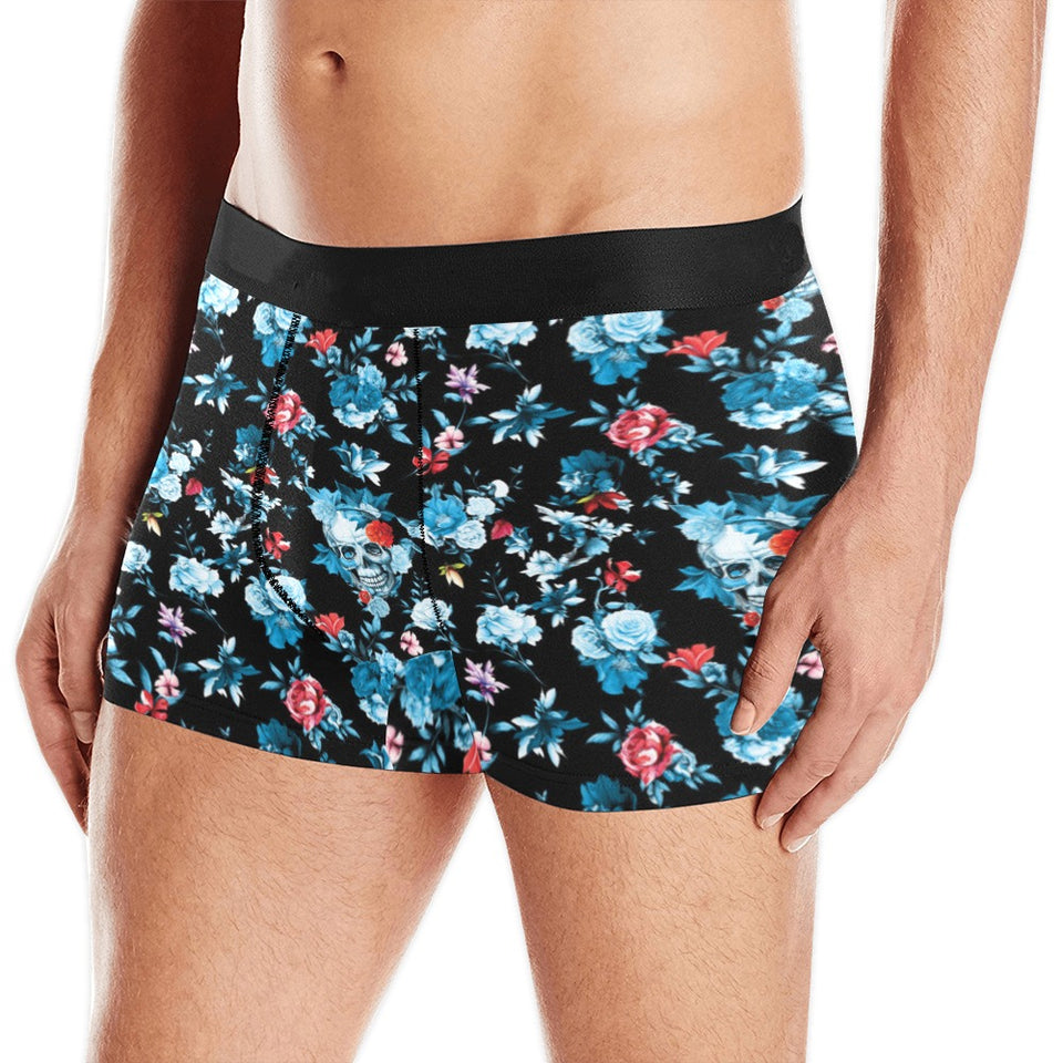 Skull flower roses leave pattern Men's All Over Print Boxer Briefs Men's Underwear