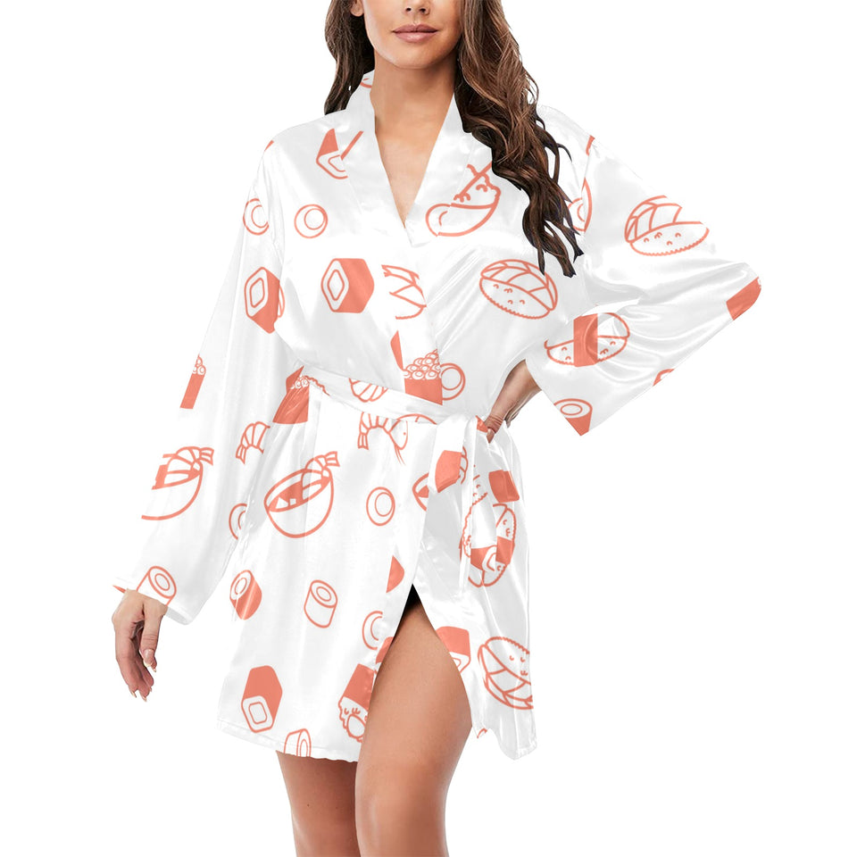 Sushi pattern Women's Long Sleeve Belted Night Robe