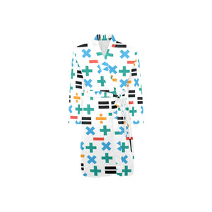 Math Pattern Print Design 05 Men's Long Sleeve Belted Night Robe