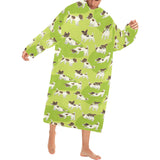 Jack Russel Pattern Print Design 01 Blanket Robe with Sleeves