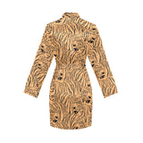 Bengal tigers pattern Women's Long Sleeve Belted Night Robe