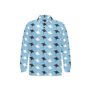 Stingray Pattern Print Design 03 Men's Long Sleeve Polo Shirt