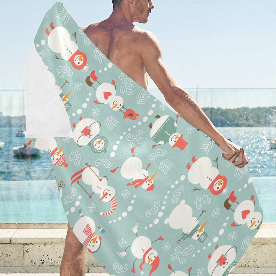 Cute snowman pattern Beach Towel