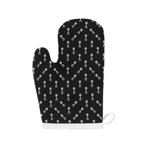 Engine Piston Black Theme Pattern Print Design 03 Heat Resistant Oven Mitts