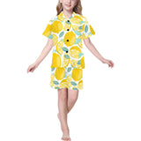 lemon design pattern Kids' Boys' Girls' V-Neck Short Pajama Set