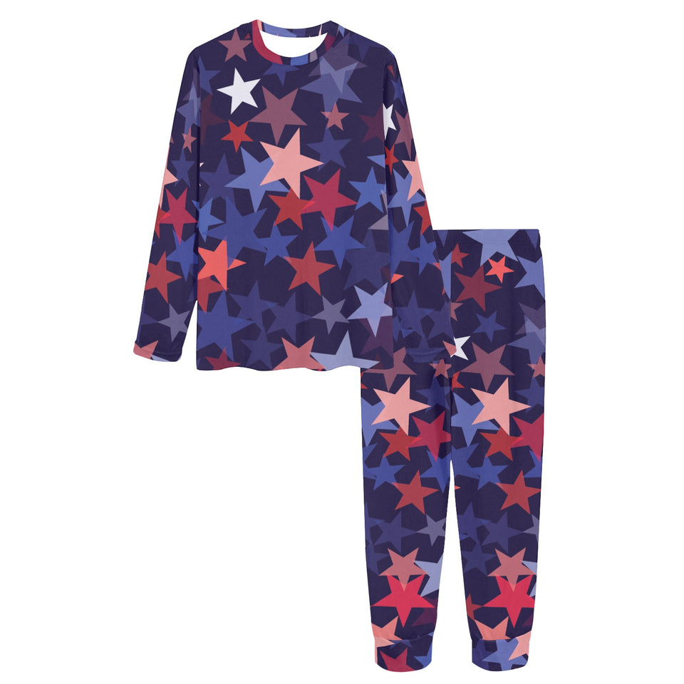 Red blue star pattern Women's All Over Print Pajama Set