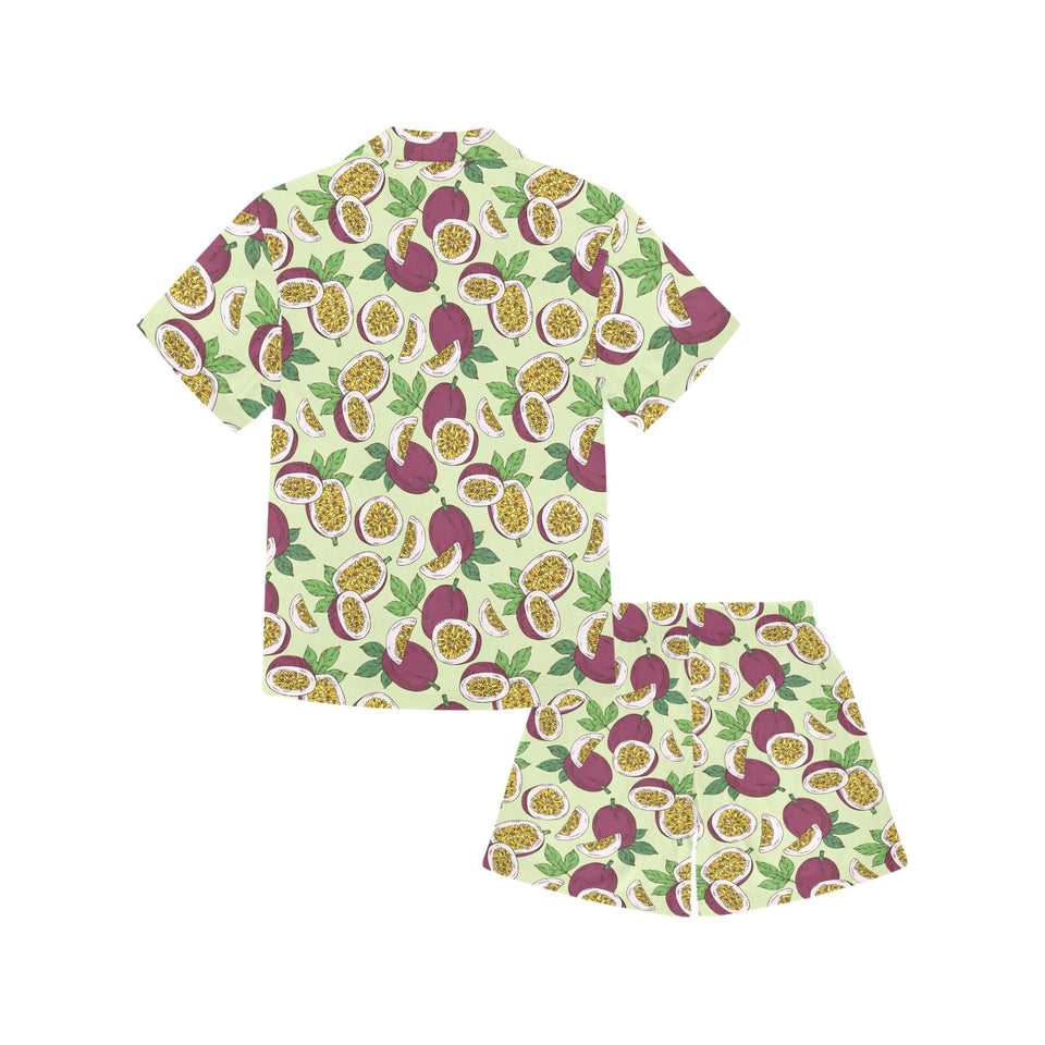 Paassion fruit pattern Kids' Boys' Girls' V-Neck Short Pajama Set