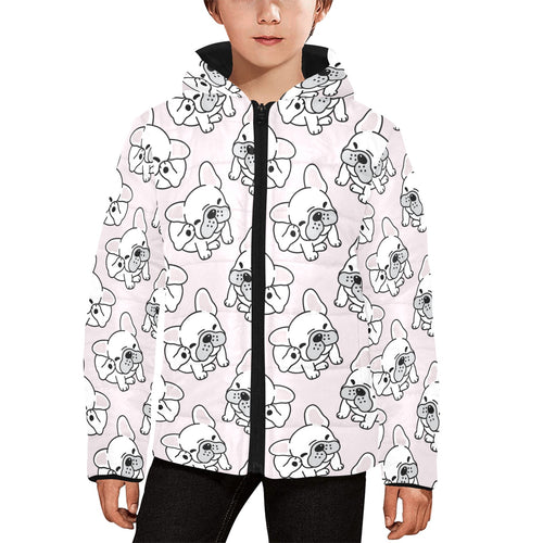 Cute french bulldog pattern Kids' Boys' Girls' Padded Hooded Jacket