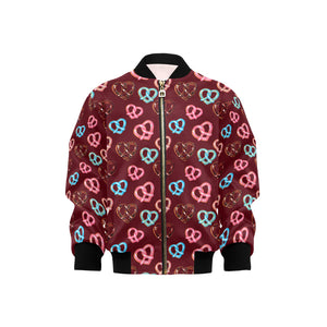 Pretzels Pattern Print Design 05 Kids' Boys' Girls' Bomber Jacket