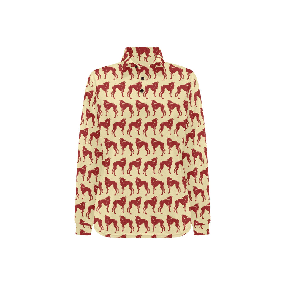 Greyhound Pattern Print Design 04 Women's Long Sleeve Polo Shirt