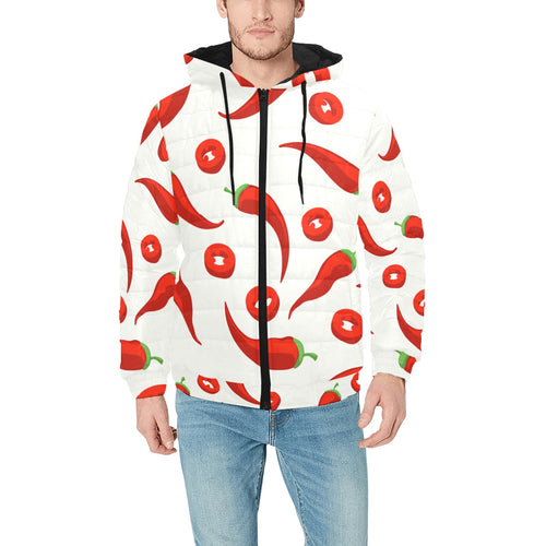 Chili pattern Men's Padded Hooded Jacket