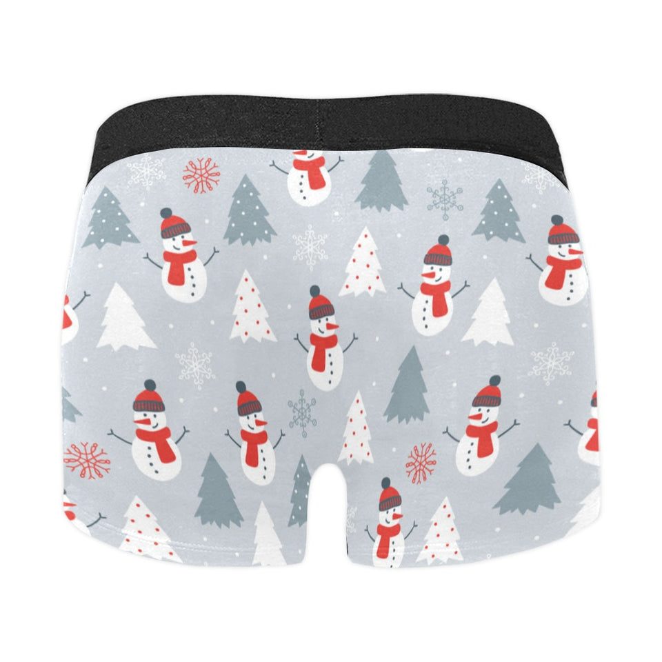 Snowman christmas  tree snow gray background Men's All Over Print Boxer Briefs Men's Underwear