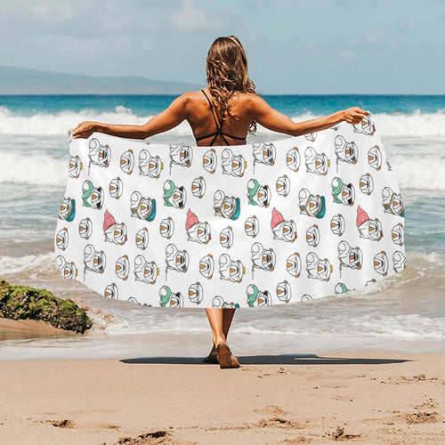English Bulldog Pattern Print Design 03 Beach Towel