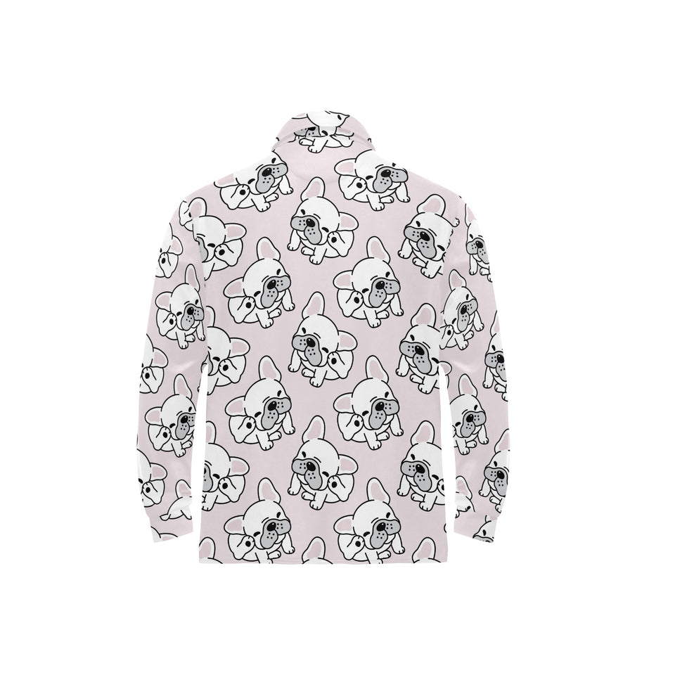 Cute french bulldog pattern Men's Long Sleeve Polo Shirt