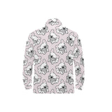 Cute french bulldog pattern Men's Long Sleeve Polo Shirt
