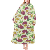 Paassion fruit pattern Blanket Robe with Sleeves