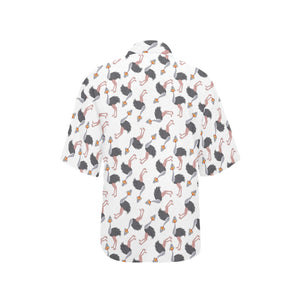 Ostrich Pattern Print Design 02 Women's All Over Print Hawaiian Shirt