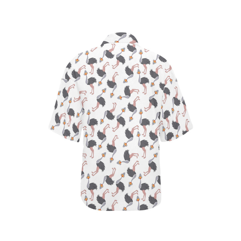 Ostrich Pattern Print Design 02 Women's All Over Print Hawaiian Shirt