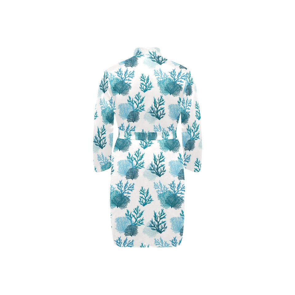 Coral Reef Pattern Print Design 04 Men's Long Sleeve Belted Night Robe