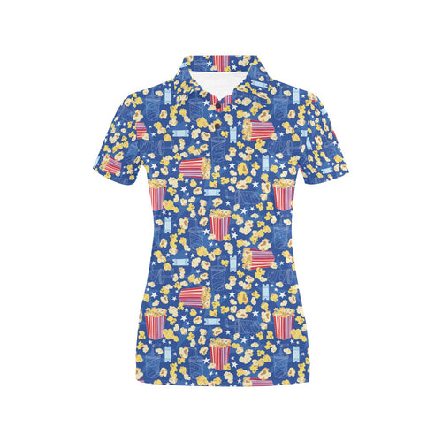 Popcorn Pattern Print Design 01 Women's All Over Print Polo Shirt